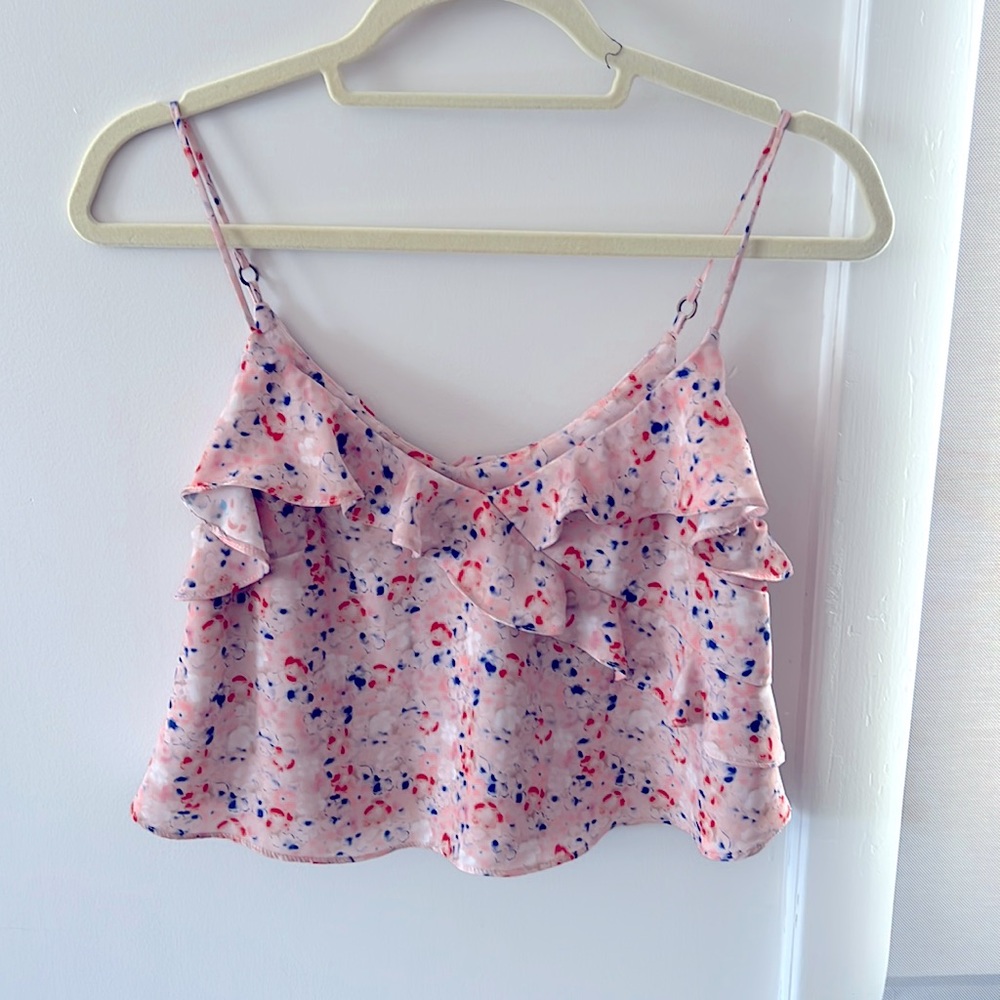 Topshop floral frilly crop top- Sz 2